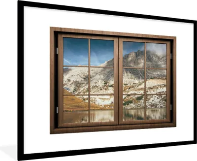 Produktbild von MuchoWow® MuchoWow® Gerahmtes Poster Durchblick - Wasser - Fels 90x60 cm - Poster mit zchwarzem Bilderrahmen - Wanddekoration - Fotos