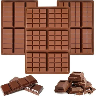 Imagen del producto de Moldes de silicona para chocolate, 3 unidades, ideales para chocolate, dulces y helados. Diseño profundo