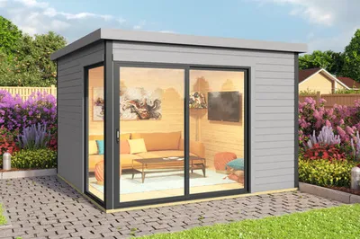 Produktbild von Gartenhaus weka Designhaus 412 Gr. 1 inkl. Fußboden 319,6 x 319,6 cm grau