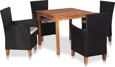 Immagine prodotto di Maison Exclusive - Set da giardino completo per 5 persone, realizzato in rattan sintetico, colore nero e marrone