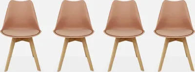 Produktbild von sweeek - 4er-Set skandinavische Stühle mit Holzbeinen  - Altrosa