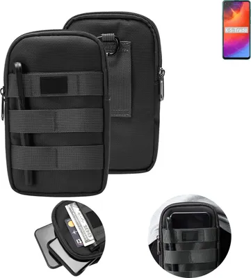 Produktbild von K-S-Trade Holster Gürtel Tasche kompatibel mit Samsung Galaxy A9 Pro (2019) Handy Tasche Schutz Hülle dunkel-grau viele Fächer, 1x