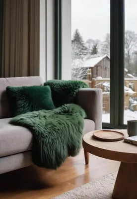 Produktbild von Lammfell Merino Moosgrün - Größe: 100-110