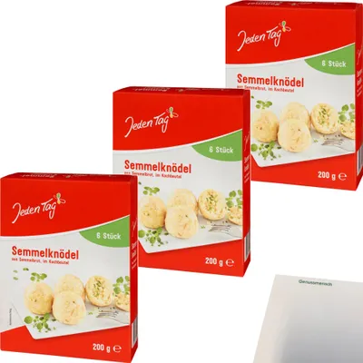 Produktbild von Jeden Tag 6 Semmelknödel im Kochbeutel 3er Pack (3x200g Packung) + usy Block