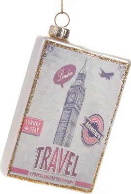 Zdjęcie produktu dla BRUBAKER Destination London Map Big Ben - ręcznie malowana szklana bombka świąteczna - figurka dekoracyjna na choinkę zabawna dekoracja zawieszka bombka na choinkę - 10 cm