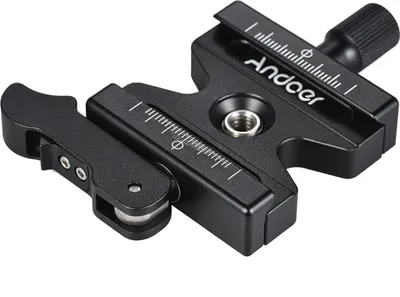 Produktbild von Andoer CL-50LS Aluminiumlegierung Schnellspanner mit einstellbarem Hebel Knopf-Typ 1/4 "& 3/8" Schraubenloch Kompatibel fuer Arca Schweizer Standard Schnellwechselplatte Kugelkopf Stativ