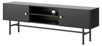 Produktbild von Selsey Divenos - TV-Lowboard Schwarz mit Metallbeinen, 155 cm