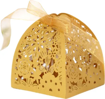 Produktbild von 50 Packungen Hochzeit Gunst Boxen Laser Cut Boxen, Kleine Party Gunst Box, Süßigkeiten Schokolade Geschenk-Boxen