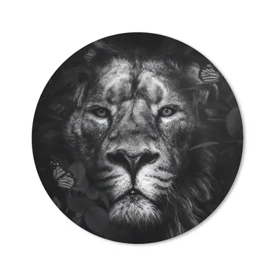Produktbild von MuchoWow® Mauspad Mousepad Schmetterling - Löwe - Pflanzen - Schwarz - Weiß 50x50 cm - Mousepads - Maus Mat - Pad - Mausunterlage - Vinyl