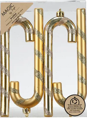 Produktbild von Christbaumschmuck Zuckerstangen 14cm Kunststoff 4er Set - Royal Gold