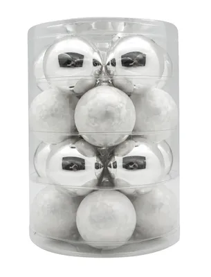 Produktbild von Weihnachtskugeln Glas 6cm, 20 Stück, Farbe:silber eislack