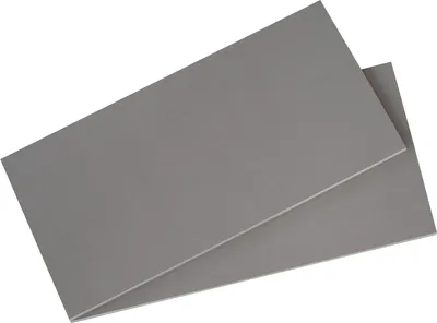 Two gray shelves are placed on a white background.