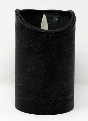 Produktbild von LED echtwachs Stumpenkerze 12,5 cm SCHWARZ Timer bewegliche Flamme Kerze Teelicht