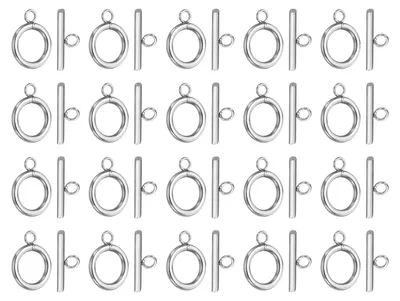 Knebelverschluss 13 mm, 20 Stück, Edelstahl, Silber