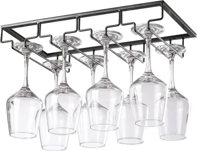 Produktbild von Weinglashalter aus Metall für Hausbar Küche Schwarz 4 reihig