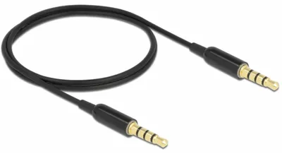 Produktbild von Klinkenkabel 3,5mm 4Pin > 3,5mm 4Pin Stecker Ultra Slim (schwarz, 0,5 Meter)