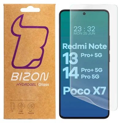 A product packaging box and a smartphone screen protector are shown side-by-side.