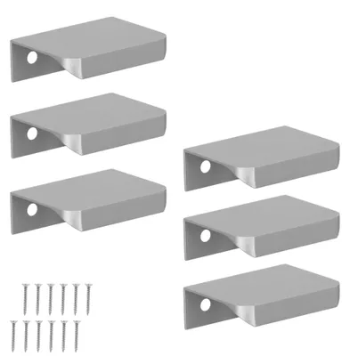 Productafbeelding van Moderne, matzwarte, zilverkleurige meubelgrepen met verstevigde randen, 32/52 mm, set van 6, AI-gegenereerde afbeelding