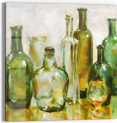 Produktbild von DEQORI Glasbild Echtglas 30x30 cm 'Flüsternde Gläser' Wandbild Bild modern Deko