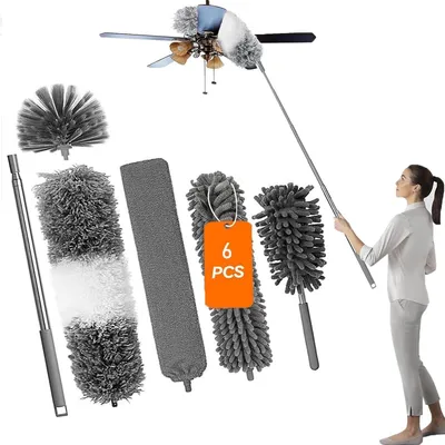 Produktbild von Teleskop Staubwedel Lang 245cm mit Mikrofaser Spinnenwebenentferner & Edelstahlstange