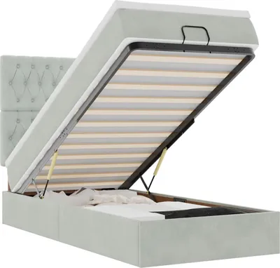 Image de vidaXL Lit ottoman avec matelas gris clair 90x200 cm velours