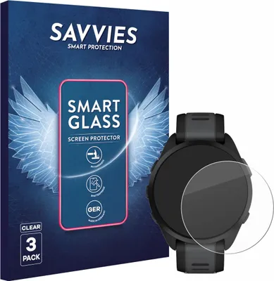 Produktbild von 3x Savvies Schutzglas Folie für Garmin Forerunner 165 / 165 Music 9H Panzer Schutzfolie Glas Displayschutz klar transparent