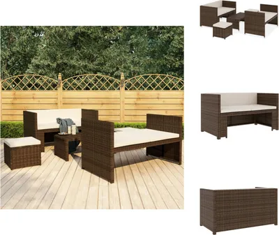 Image de vidaXL Ensemble de salon de jardin 5 pièces avec coussins Poly Rotin Marron - Ensemble de meubles de jardin