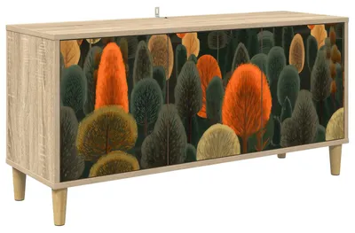 Image de Meuble TV ZAANDAM, 102 x 33 x 50 cm, panneaux de particules imitation bois Sonoma