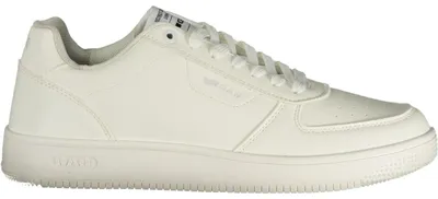 Image de Chaussures de sport blanches pour homme avec semelles intérieures et logo imprimé.