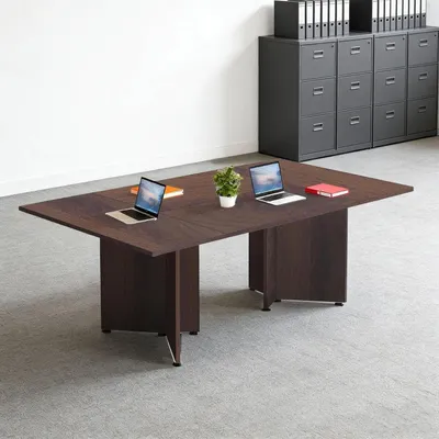 Image de Table de conférence modulaire extensible, dimensions 320 x 80 x 74 cm, couleur marron foncé