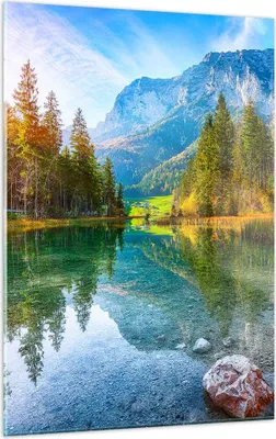 Produktbild von Bilder auf glas - Einteilig - Landschaft Berge Morgendämmerung - 50x70cm - Glasbilder - Wandbilder - Bilder - Wanddekoration aus Glas - Glas Bilder - Wandbild auf Glas - GPA50x70-4456