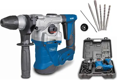 Produktbild von Scheppach Elektro-Bohrhammer DH1300PLUS | 1250 W Motor | 230 V | Schlagfrequenz zwischen 0 und 4500 bpm | inkl. Spitz- und Flachmeißel sowie Koffer