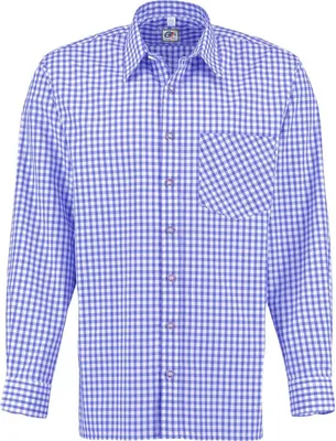Produktbild von Trachtenhemd für Trachten Lederhosen aus Baumwolle kariert, Größe:S, Farbe:Dunkelblau