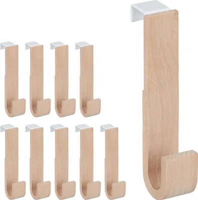 Obrázek produktu pro relaxdays 10 x dřevěné háčky na dveře
