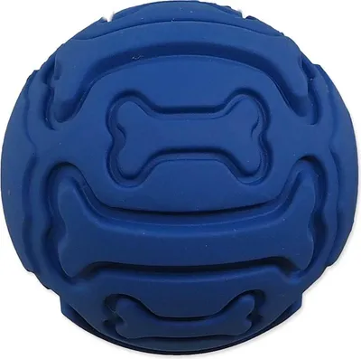 Produktbild von Ball DOG FANTASY Gummi quietschend blau - Knochenmuster 7,5 cm