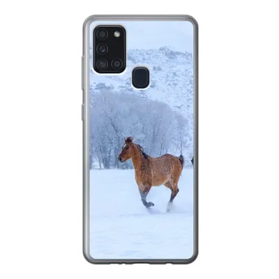 Produktbild von MuchoWow® Handyhülle Schutzhülle Hülle für Samsung Galaxy A21s Pferde - Schnee - Winter Silikon Softcase Handy Hülle - Hartschale