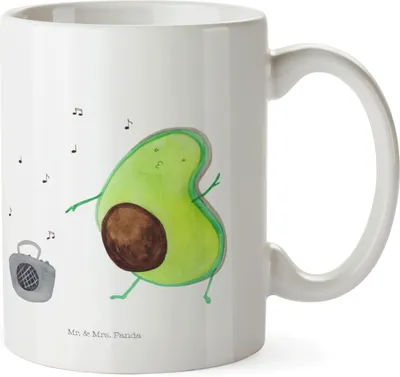 Produktbild von Mr. & Mrs. Panda Mehrwegbecher Avocado Tanzen - Weiß - Geschenk, Kindertrinkbecher, Feier, Singen, Musik, Trinklernbecher, Pott, Fröhlich, Gesund, Camping Tasse
