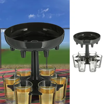 Schnapsdispenser für 6 Gläser, Glas 13,5 x 12,5 cm, Partyspielzeug