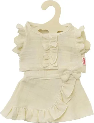 Produktbild von Heless Puppen-Wickelrock mit Rüschen-Top aus 100 % Baumwolle, ecru, 2-teilig, Gr. 35-45 cm