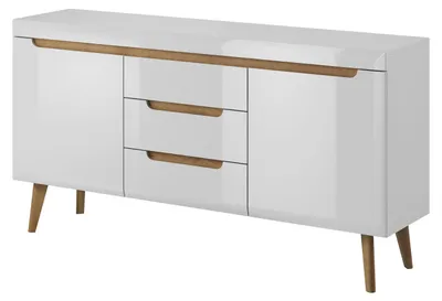 Produktbild von Sideboard Nordi Kommode 160x40x83cm weiß Hochglanz Eiche Riviera