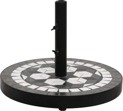 Image de Base de parasol noir et blanc rond 12 kg