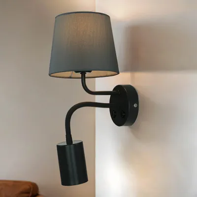 Obrázek produktu pro Nástěnná lampa na čtení v ložnici šedá moderní praktické flexibilní rameno MAJA světlo na čtení na stěně postele