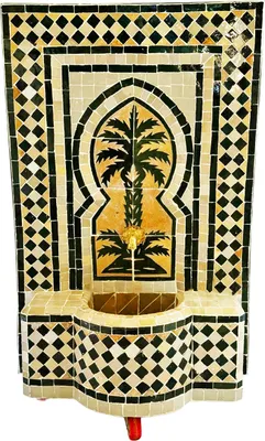 Produktbild von Marrakesch Gartenbrunnen Zimmerbrunnen aus original marokkanische Mosaik 82 cm Gross | Brunnen als Gartendeko Terassendeko & Balkon Deko | Springbrunnen Inkl. Pumpe für entspannenden Wasserfall
