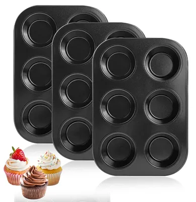 Muffinbackform 3er-Set, 6 Mulden, Antihaft, Kohlenstoffstahl