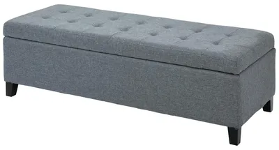 Produktbild von Sitzbank mit Stauraum, Ottomane, Flurbank, Knopfheftung,125,1 cm x 48,9 cm x 41,3 cm, Grau