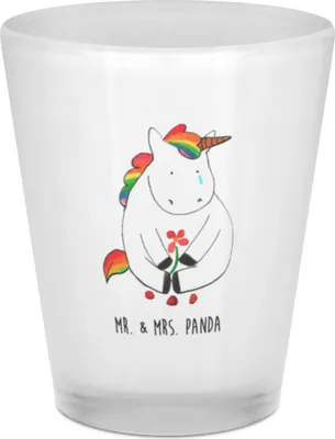 Produktbild von Mr. & Mrs. Panda Schnapsglas Einhorn Traurig - Transparent - Geschenk, Blume, Shotglas, Grußkarte, Likörglas, Gläschen, Freunde, Pinnchen, Likör Glas, Trauer, Unicorn