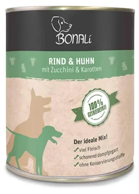 Produktbild von Bonali Nassfutter Geflügel, Wild & Rind 800g