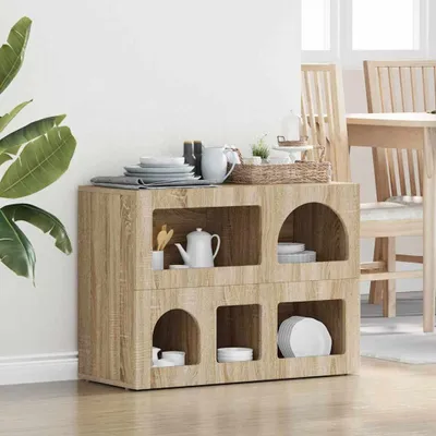 Obrázek produktu pro vidaXL Komoda ELST, barva Sonoma, rozměry 80,5 x 35 x 59 cm, materiál: dřevovláknitá deska