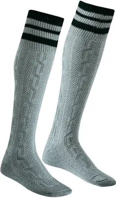 Produktbild von Lange Trachtensocken Strümpfe Socken aus Baumwolle 50cm Lang, Farbe:Grau/Grün, Größe:38-40