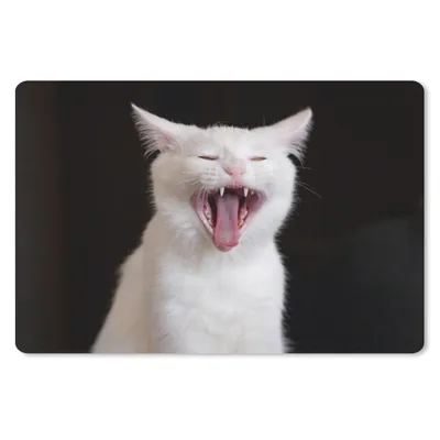 Produktbild von MuchoWow® Mauspad Mousepad Gaffende weiße Katze 27x18 cm - Mousepads - Maus Mat - Pad - Mausunterlage - Büroartikel - Desk Matten